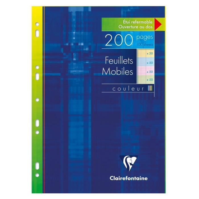 CLAIREFONTAINE Feuillets Mobiles 21 x 29,7 cm 200 Pages