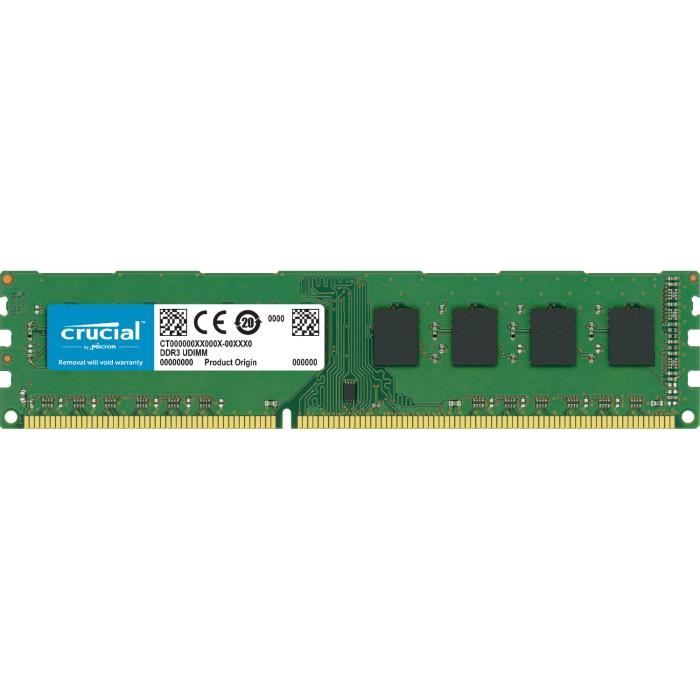 Vente Memoire PC CRUCIAL MÉMOIRE PC - DDR3L - 4GB - 1600 - 1,35V/1,5V pas cher