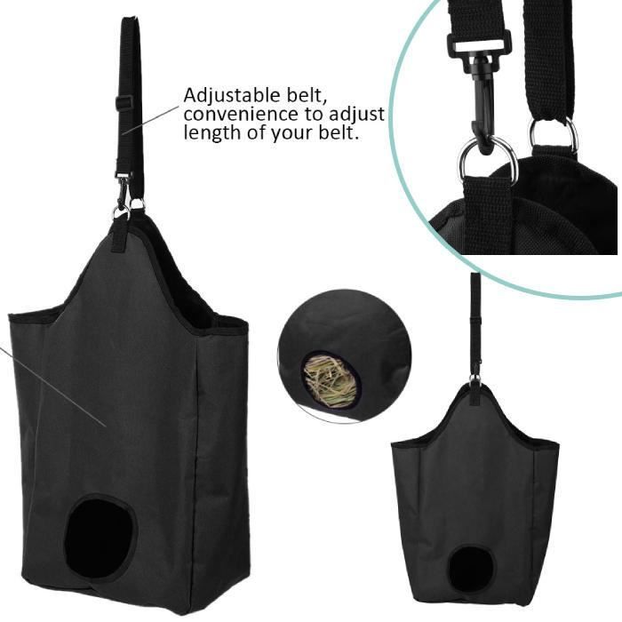 Sac à Foin Lent Pour Animaux - Oxford Noir - Mangeoire Suspendue