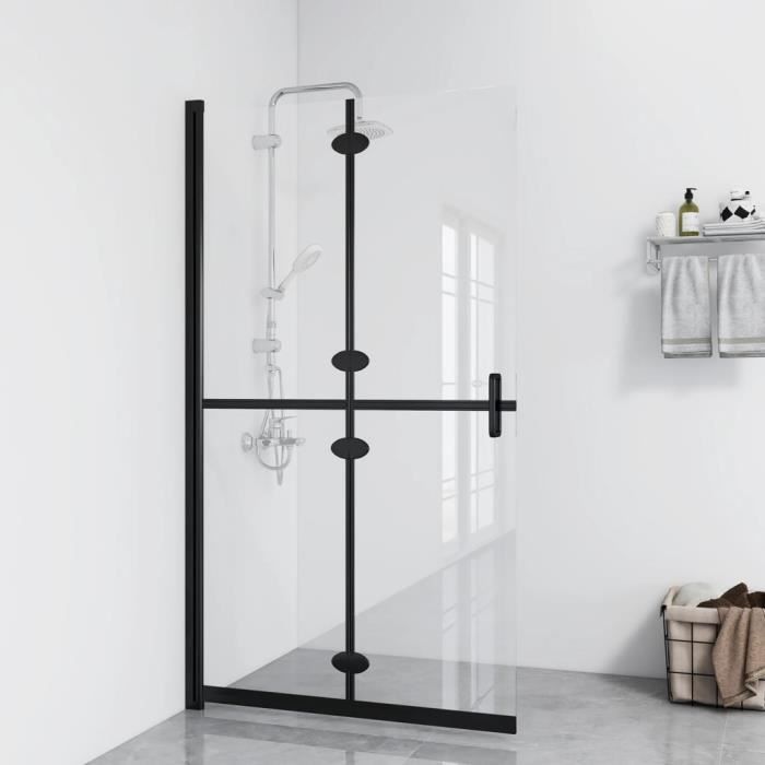 Drfeify Paroi de douche avec verre ESG transparent doré 140x195 cm 111558 - Bricolage