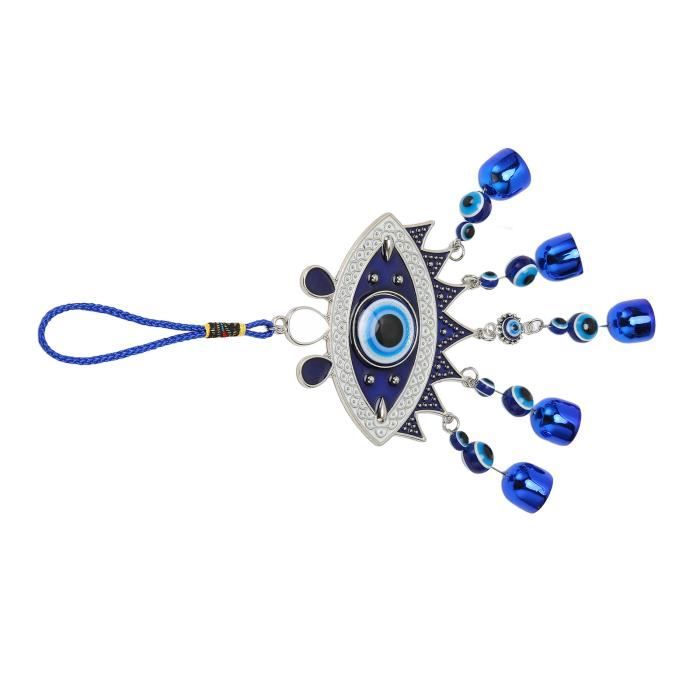 Pendentif Main De Fatma œil Bleu Nazar - Décoration Murale, Voiture, Porte-clés - Métal - Dimensions 8,5x6 Cm - 4