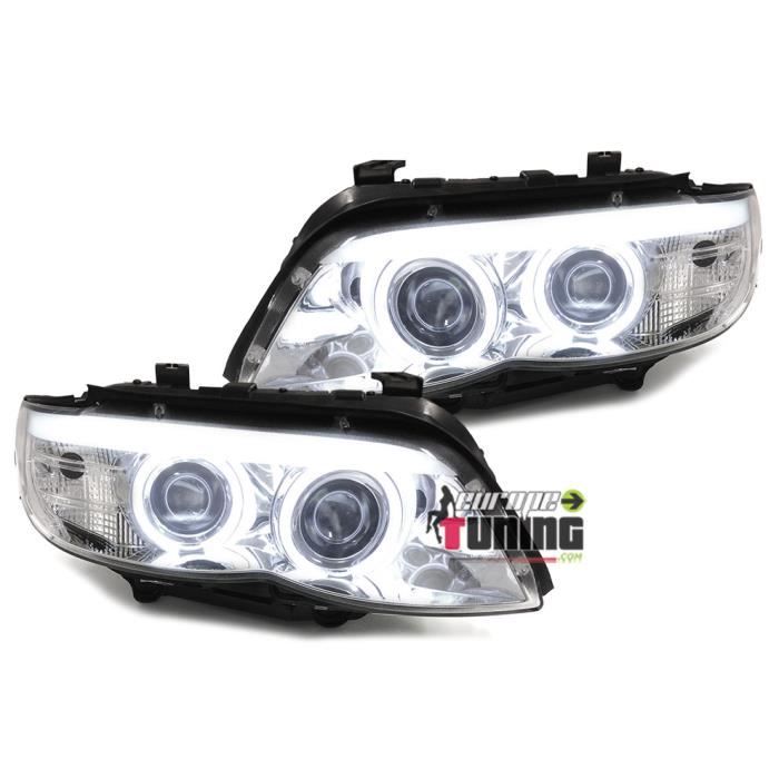 PHARES FEUX AVANTS NOIRS ANNEAUX CCFL ANGEL EYES PEUGEOT 206 2002