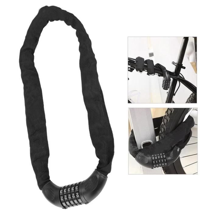 Chaîne Antivol Vélo à Code, Cadenas à Vélo Chaînes Antivol Avec 5 Chiffres Mot De Passe Pour Vélo, Moto, Porte, Portail