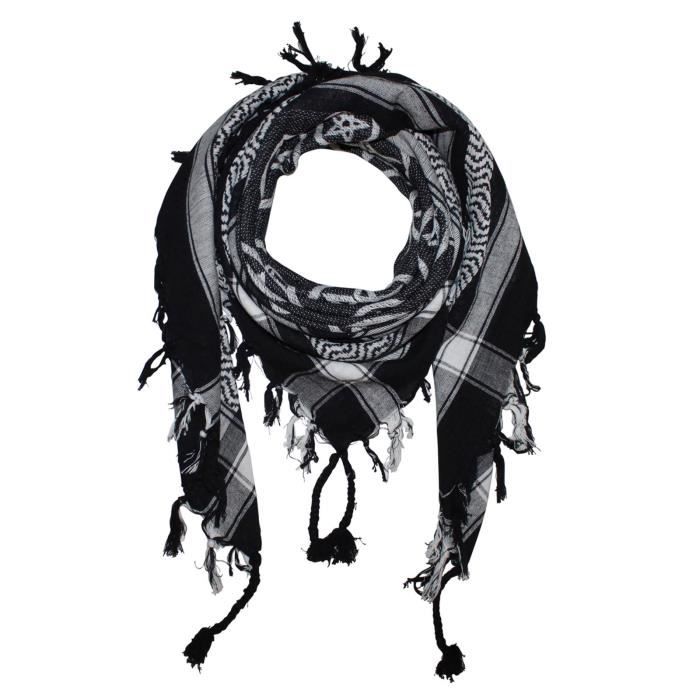 Kufiya (Shemagh) Noir Et Violet - 100% Coton 100x100 Cm - Foulard Palestinien Multifonction