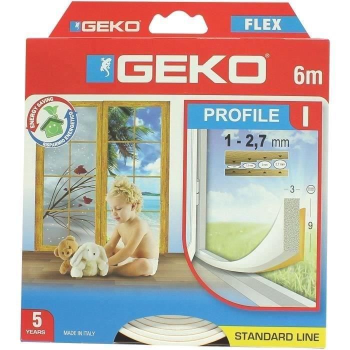 GEKO Joint adhésif en mousse PVC - 9mmx3mmx6m - Blanc