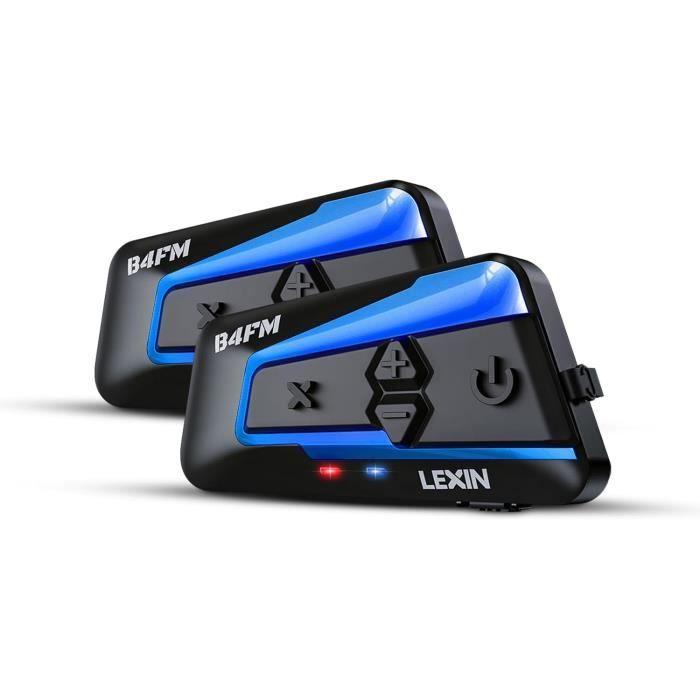 LEXIN 2X B4FM Intercom Moto Duo pour 10 Casques avec Partage de Musique,Kit Bluetooth Casque Moto 1-10 Motards,Radio FM,Kit Main