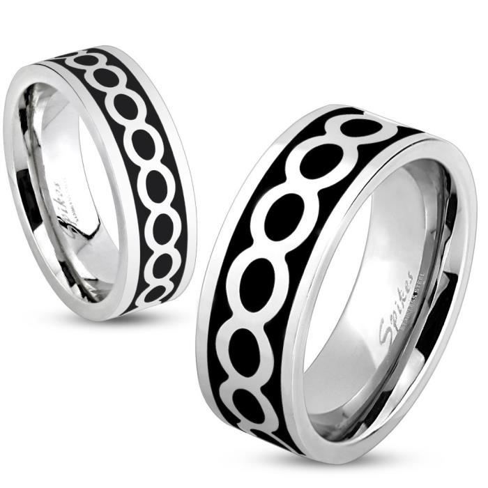 Bague homme acier infini noir 57 Achat Vente bague anneau Mixte Adulte Cdiscount