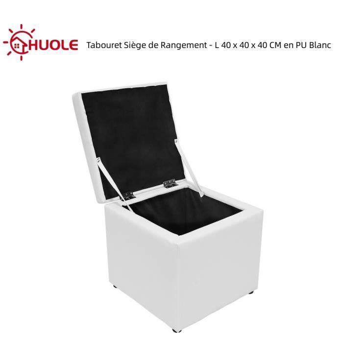YOUXIU-Tabouret pliant en lin pouf de rangement pliable repose-pieds de stockage carré - gris 38