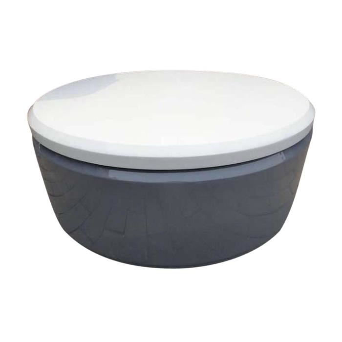 Table Basse Ronde Blanc Et Gris Laquee Achat Vente Table Basse