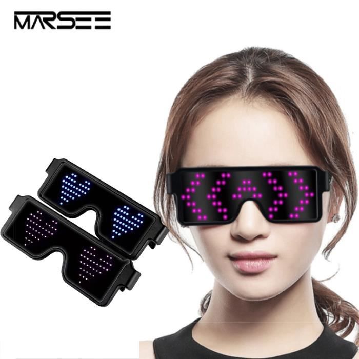 MARSEE Lunettes lectroniques lunettes de f te LED Lunettes sans Fil D corations De f tes USB Rechargeable Couleur al atoire