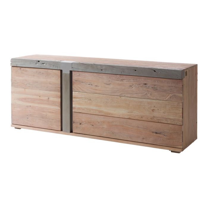 Buffet bas acacia beige laqué massif 180x45x75 cm (BxTxH) bois massif AMSTERDAM #110