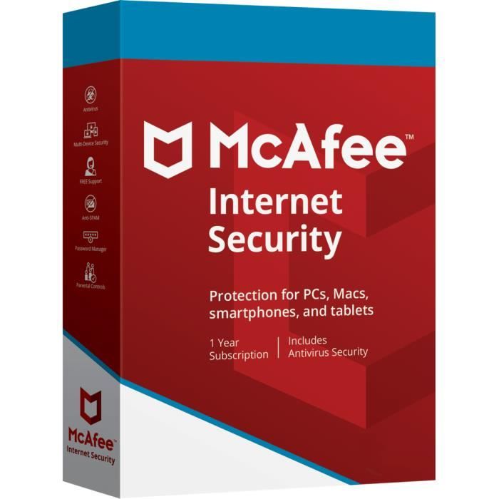McAfee Internet Security – MCAFEE – 3 Appareils – Abonnement 1 An
