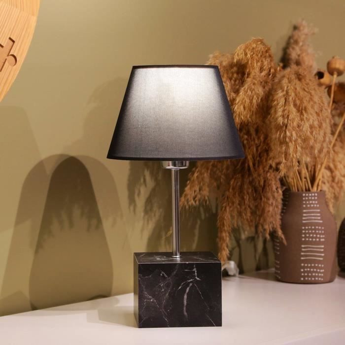 Lampe de chevet - 49 cm - Bois - Noir - Cdiscount Maison
