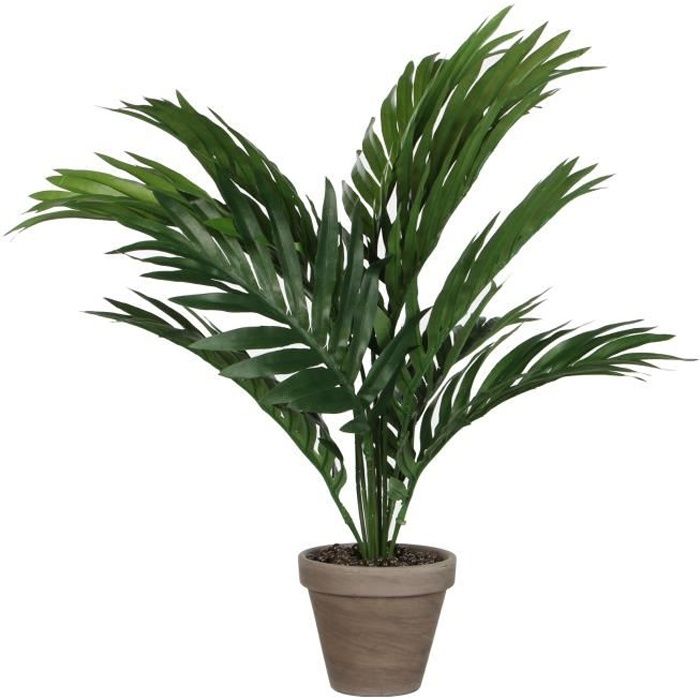 Plante Artificielle Palmier Areca dans un Pot de Fleurs Stan - H45 x Ø60 cm - Vert - Mica Decorations