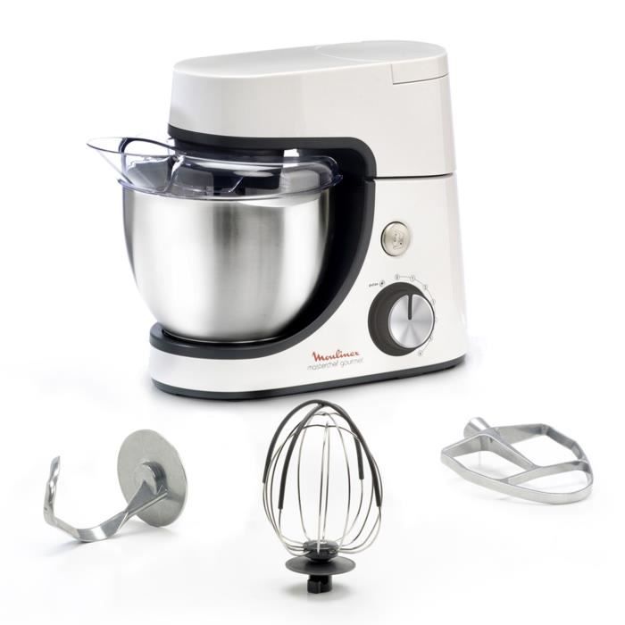 Robot Patissier Moulinex Masterchef Gourmet Qa Blanc 1100 W 8 Vitesses Fonction Pulse Bol 4 6 L Cdiscount Electromenager