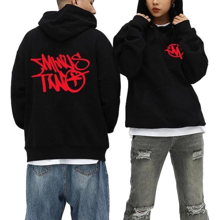 Sweat A Capuche Homme Minus Two A Manches Longues Hip Hop pour Hommes Cargo Minus Two Imprime Sweater Pullover Streatwear Pull Homme Noir rouge Cdiscount Pret a Porter