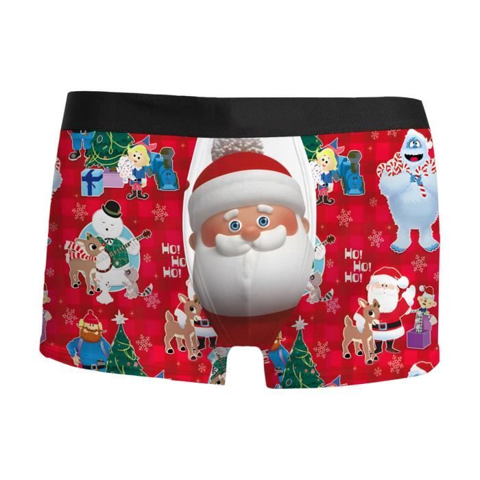 Boxer Homme Noël - Impression 3D Festive, élastique Confortable - Cadeau Rigolo Pour Les Fêtes