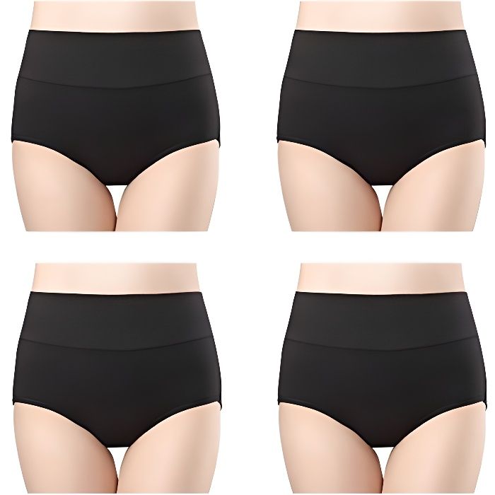 Culottes Femmes Coton Lot de 4 Taille Haute sous-vêtements Elasticité Slip  Boxer Shorty Femme Noire Grande Taille 38-58 Noir - Cdiscount Prêt-à-Porter