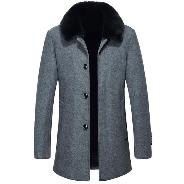 Manteau Homme Avec Fourrure D imitation en Laine Hiver Chadu Mi