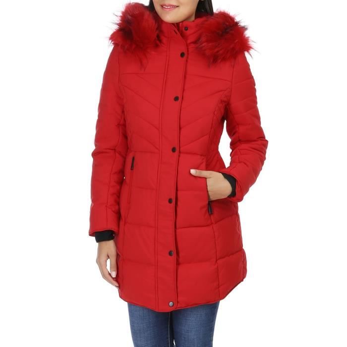 doudoune rouge fourrure