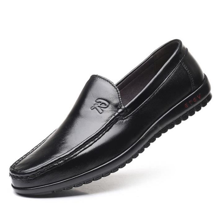 HB™ SLIPON Homme cuir simple noir Noir Cdiscount