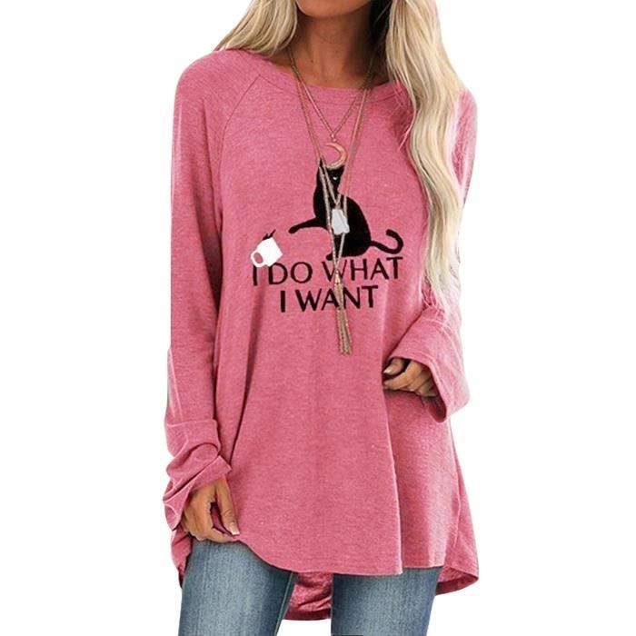 AmzBarley Femmes Tee Shirt Manches Longues La Imprim en Vrac