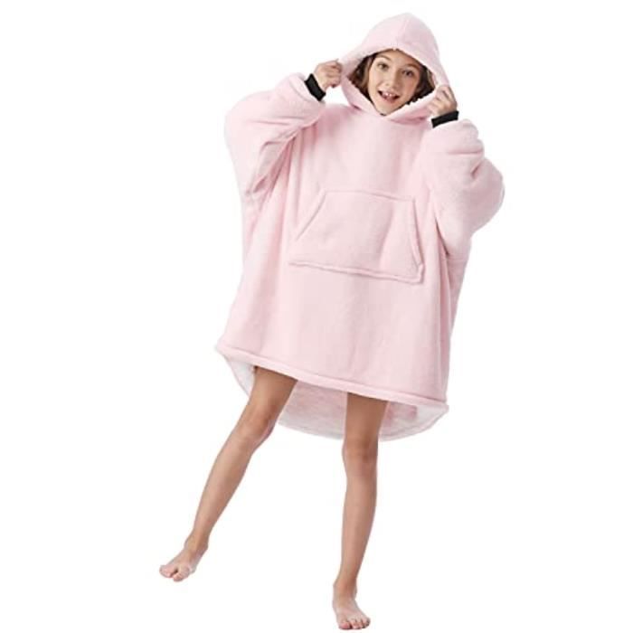 Catalonia Classy Couverture Poncho Couverture portable en peluche confortable pour adultes, femmes, hommes, enfants, couverture pour la maison ou l'extérieur, 200 x 140 cm