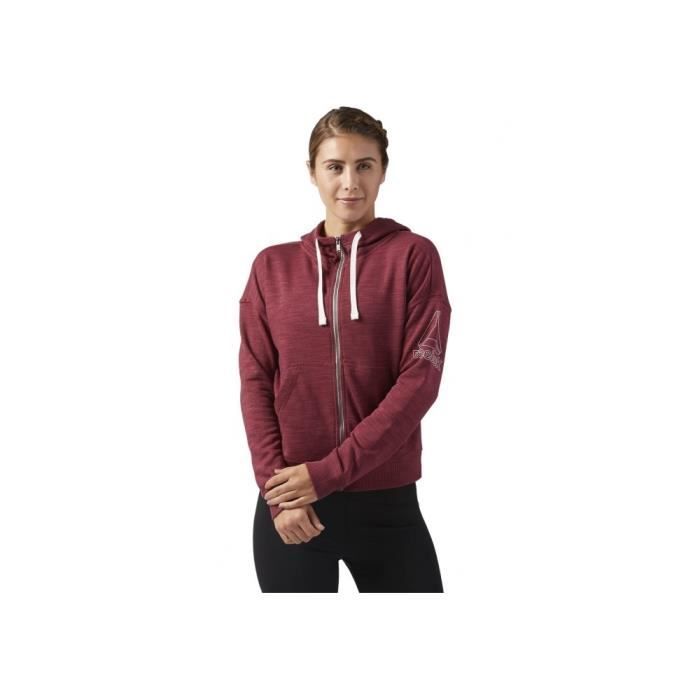 Sweat REEBOK Elements Full Zip Bordeaux Femme Manches longues Col montant