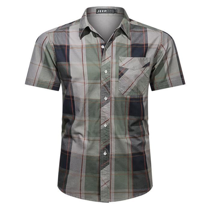 Chemise en velours à carreaux - Gris - Homme - 6.60