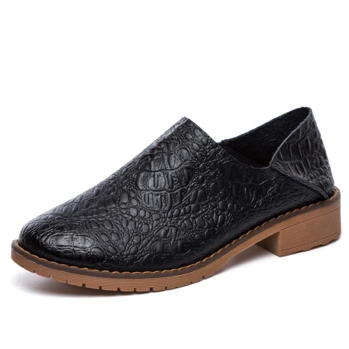 Mocassin Loafer Femme En Cuir - Semelle Plateforme - Lacets - Doublure Fausse Fourrure - Automne/hiver