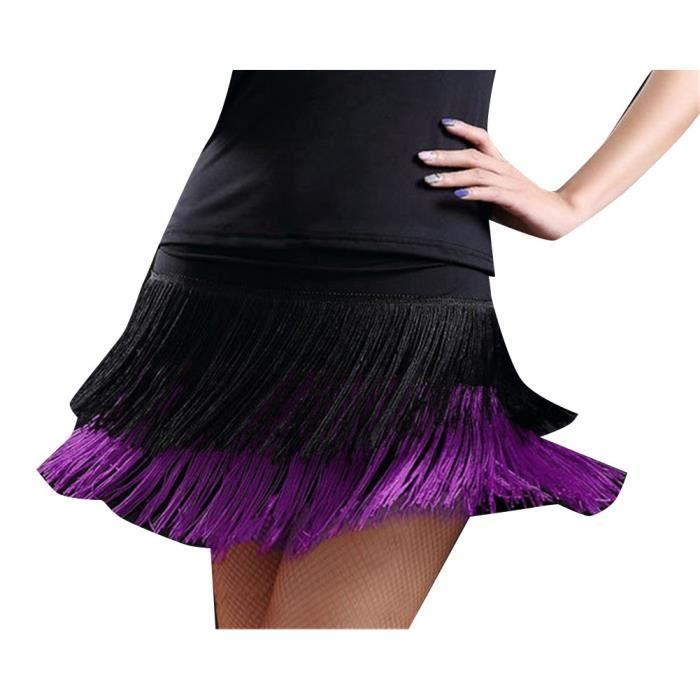 YuanDian Jupe Danse Du Ventre Double Haute Fente Longue Mousseline De Soie - Costume Professionnel Femme