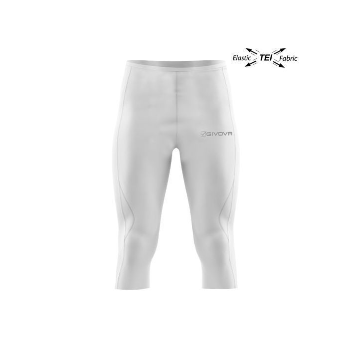 Legging 3/4 - Givova - Blanc - Homme - Running - Tissu élastique - Poche arrière zippée Legging 3/4 - Givova - Blanc - Homme - Running - Tissu élastique - Poche arrière zippée