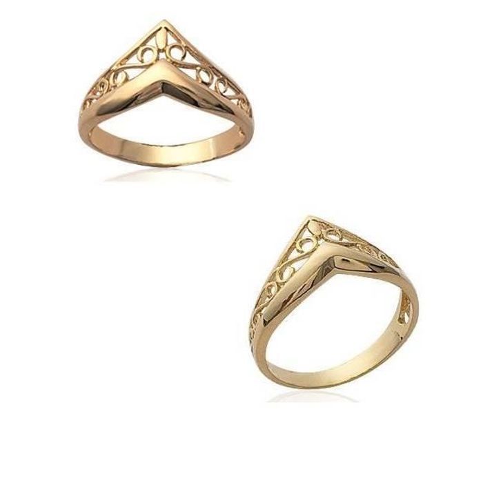 Bague Ajouree Ciselee Forme V En Plaque or 18 CARATS 750 000
