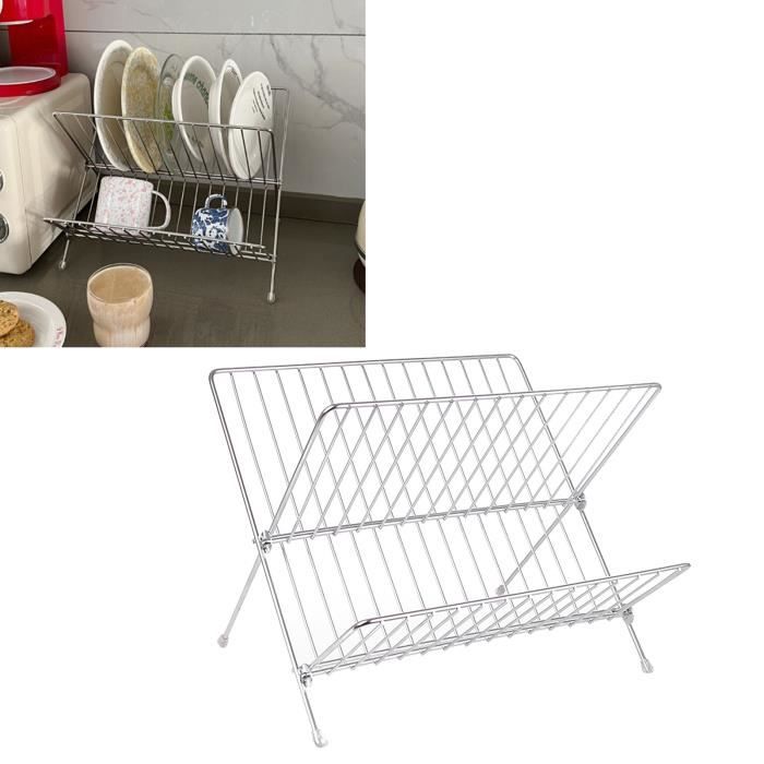 Égouttoir de Vaisselle Pliable en Acier Inoxydable