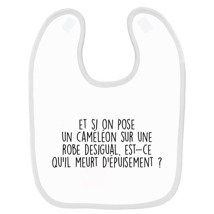 Bavoir Bebe Imprime Cameleon Blanc Cdiscount Puericulture Eveil Bebe