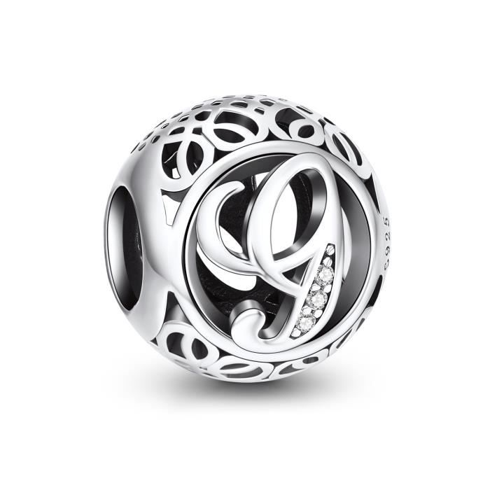 ningan lettre alphabet g charms et perles argent 925 breloque pour pandora femme bracelet collier pandora lettre blanc achat vente charm s ningan lettre alphabet g blanc