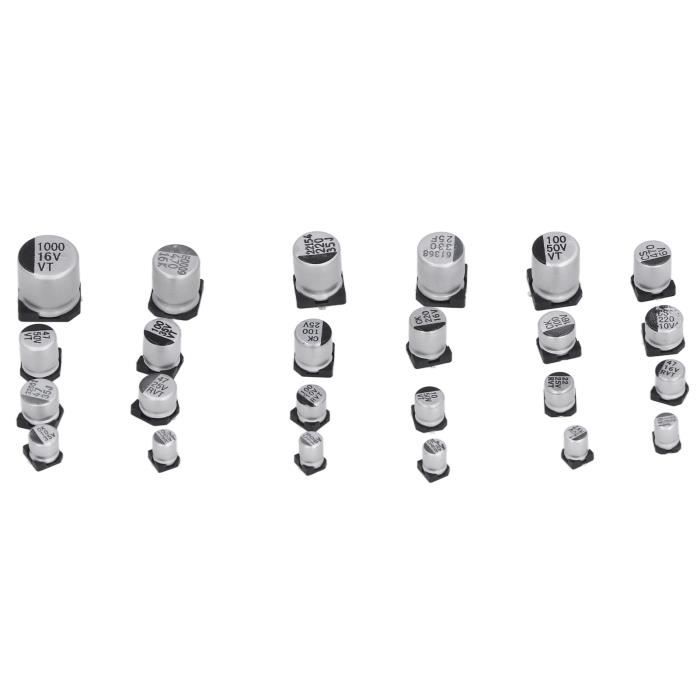 Kit de 500 condensateurs électrolytiques en aluminium à 24 valeurs Kit de 500 condensateurs électrolytiques en aluminium à 24 valeurs