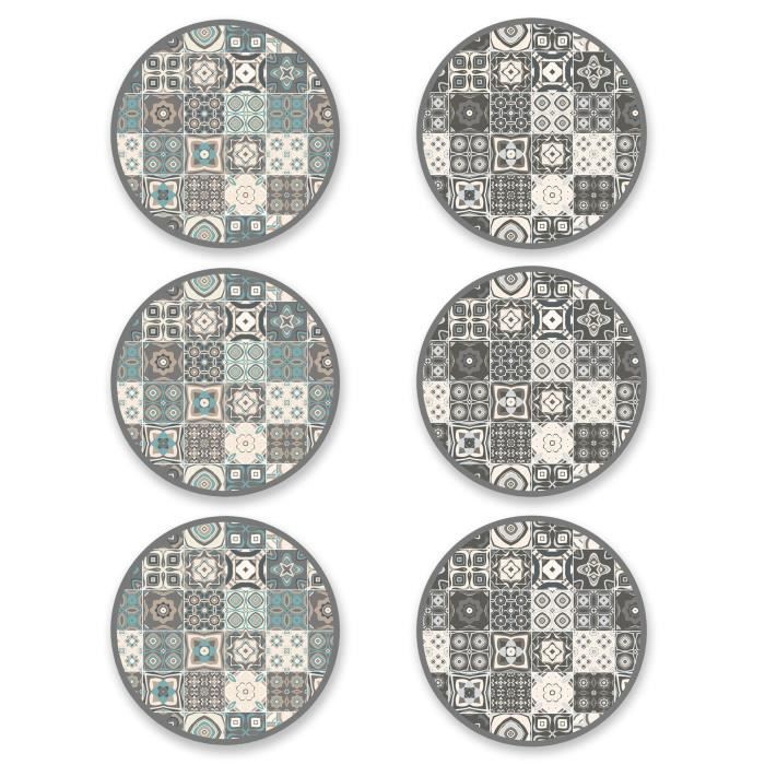 Panorama Paquet de 12 Sous-Verres en Vinyle Hydraulique 10x10cm - Sous-verres Originaux - Protection Tables et Surfaces Salon