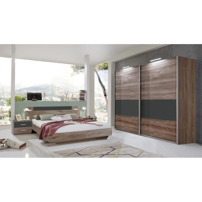 Ensemble Chambre Adulte Lit Futon Avec Eclairage Led 140 X 200