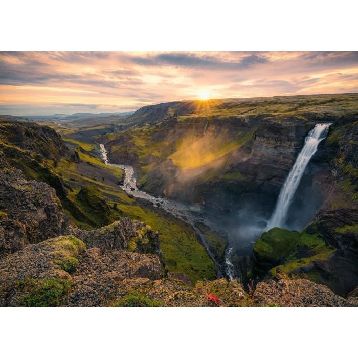 Puzzle 1000 pièces : La cascade Háifoss Islande Ravensburger France - vue 2