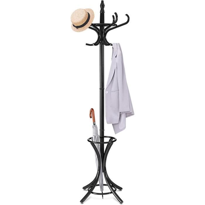 RELAX4LIFE Porte-Manteau sur Pied en Bois Massif avec 12 Crochets, Penderie Portant avec Porte