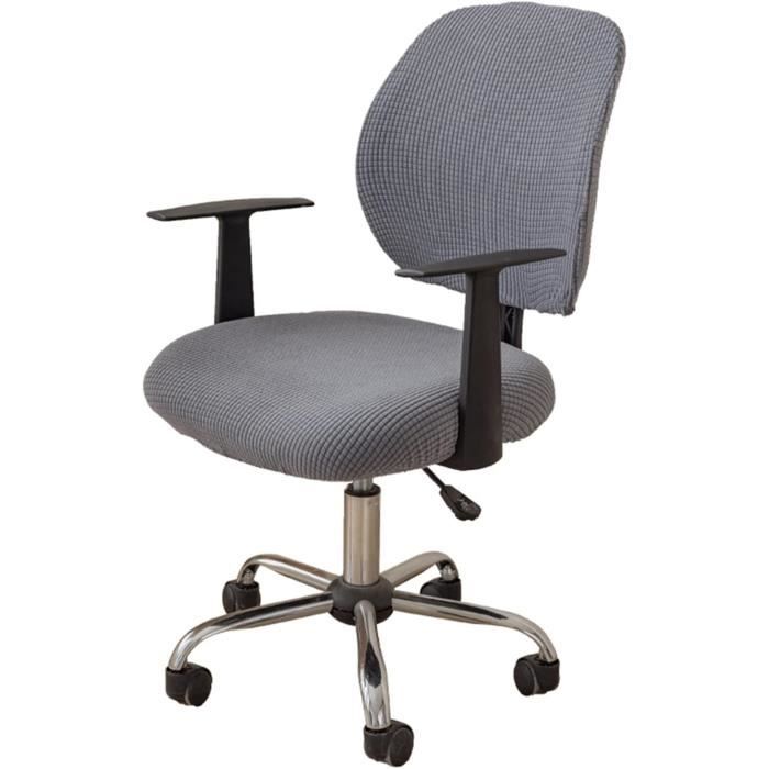 Housse De Fauteuil De Bureau En Velours Beige Taille L - Élastique, Amovible Et Résistante Avec Accoudoirs