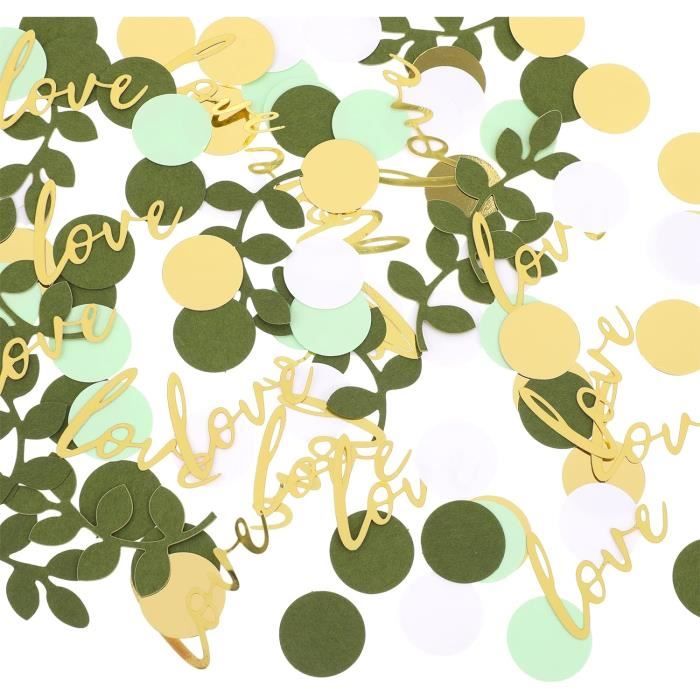200 Confettis Ronds Vert Sauge, Or Et Rose - Décoration De Table Pour Baby Shower, Mariage, Anniversaire - 3