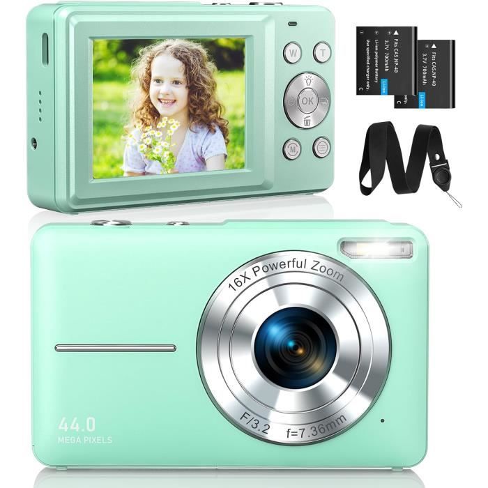 Appareil Photo Numérique Enfant 1080P 44MP - Écran 2.4", Zoom 16x, Anti-Shake - Carte SD 32 Go Incluse