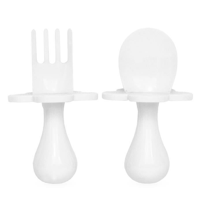 Couverts D Apprentissage Ergonomiques Pour Bebe Blanc Cdiscount Puericulture Eveil Bebe