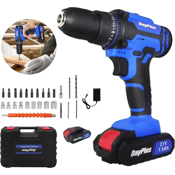 Perceuse Visseuse Sans Fil 21V 45Nm - 2 Vitesses - 25+1 Couple - LED - 29 Accessoires - Valise