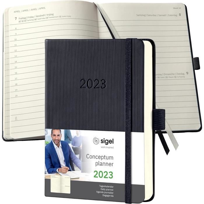 Agenda cahier mensuel Conceptum 2027, environ A6, couverture souple, bleu foncé | SIGEL