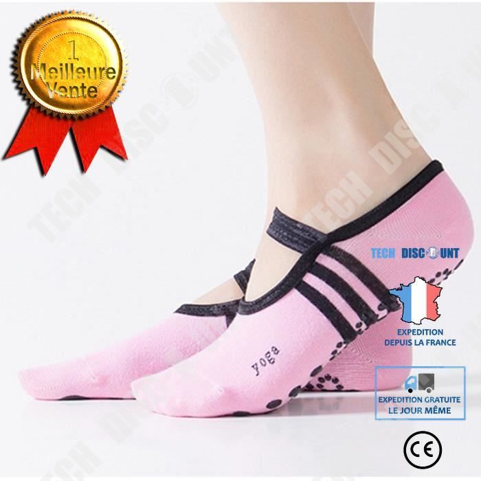 Chaussettes De Yoga Cerise - Lot De 2 Paires, Antidérapantes, Coton Doux