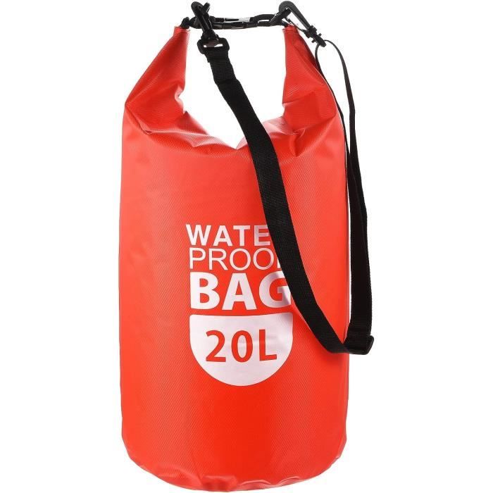 Sac ??tanche Flottant TRAHOO - Capacit?� 20L - Rouge - Fen??tre Transparente - Pour Bateau, Kayak 