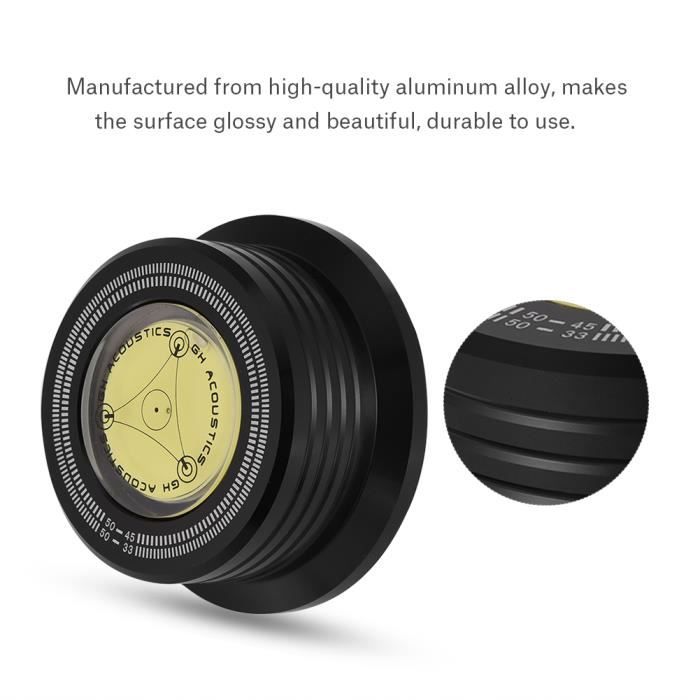 Stabilisateur Pour Platine Vinyle 60 Hz - Alliage Aluminium Noir | Avec Niveau à Bulle Intégré